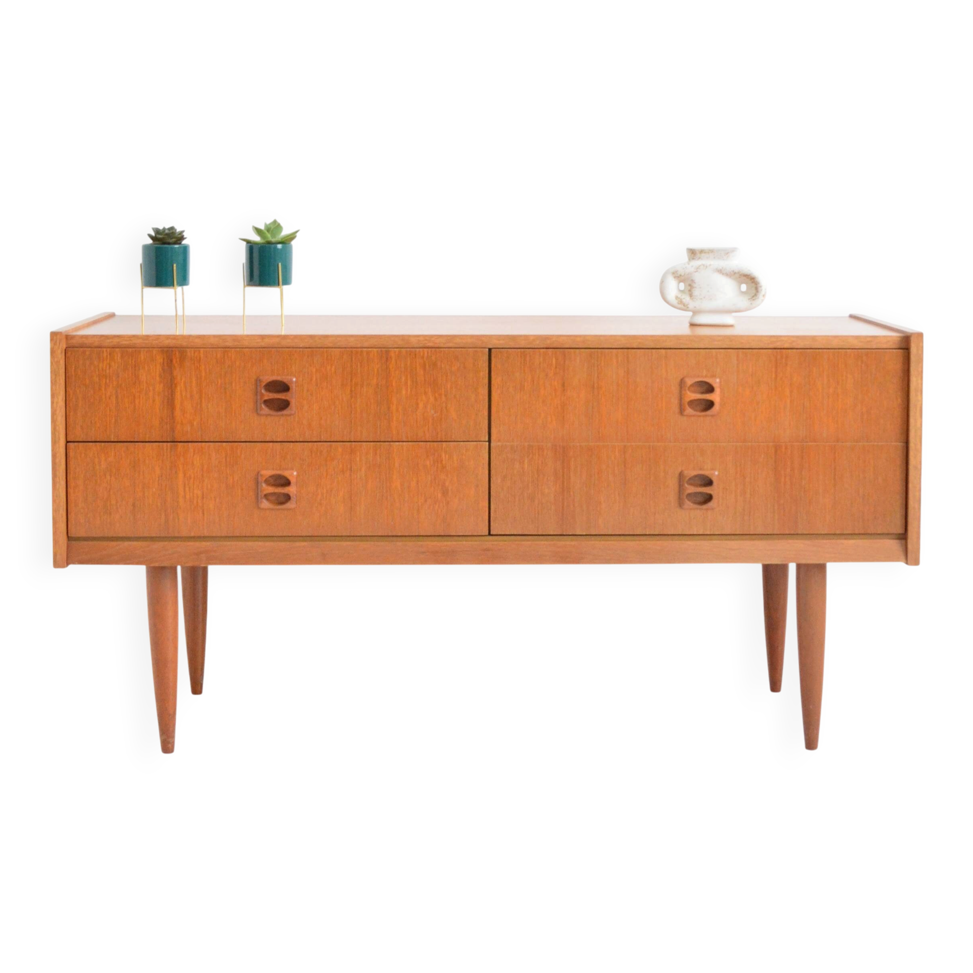 Small Scandinavian sideboard with 4 drawers, vintage 1960.
