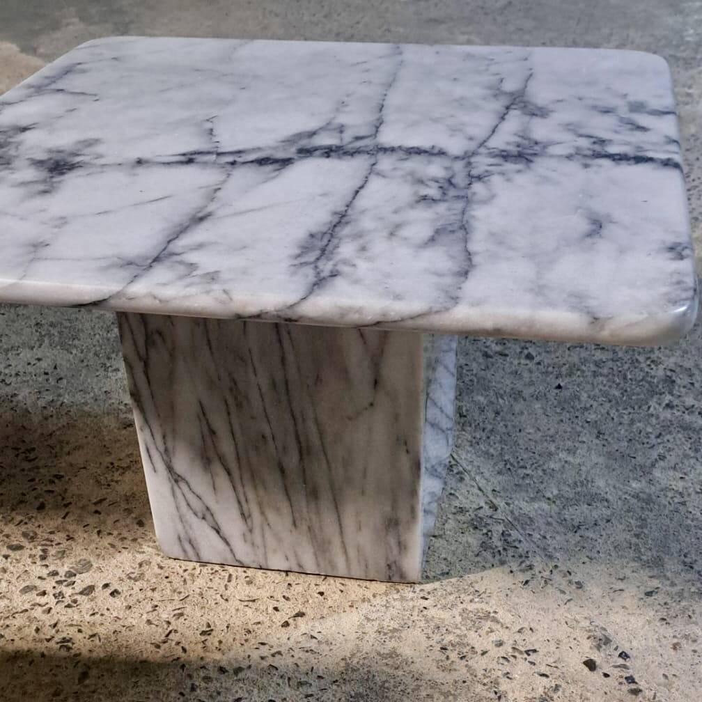 Trio vintage nesting coffee table square marble carrara calacatta white italian