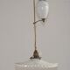 Vintage French Rise & Fall Counterbalance Ceiling Light Opaline Glass Shade