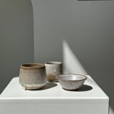 Meeting of three ceramic pieces: ice cup, small cup and small cup