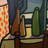 Oil painting on canvas "Still Life and Sea 7" Franco Prayer (1924) 60x50 cm