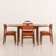 26104 Erik Buch teak and wool chairs, set of 4, Denmark, 1960s