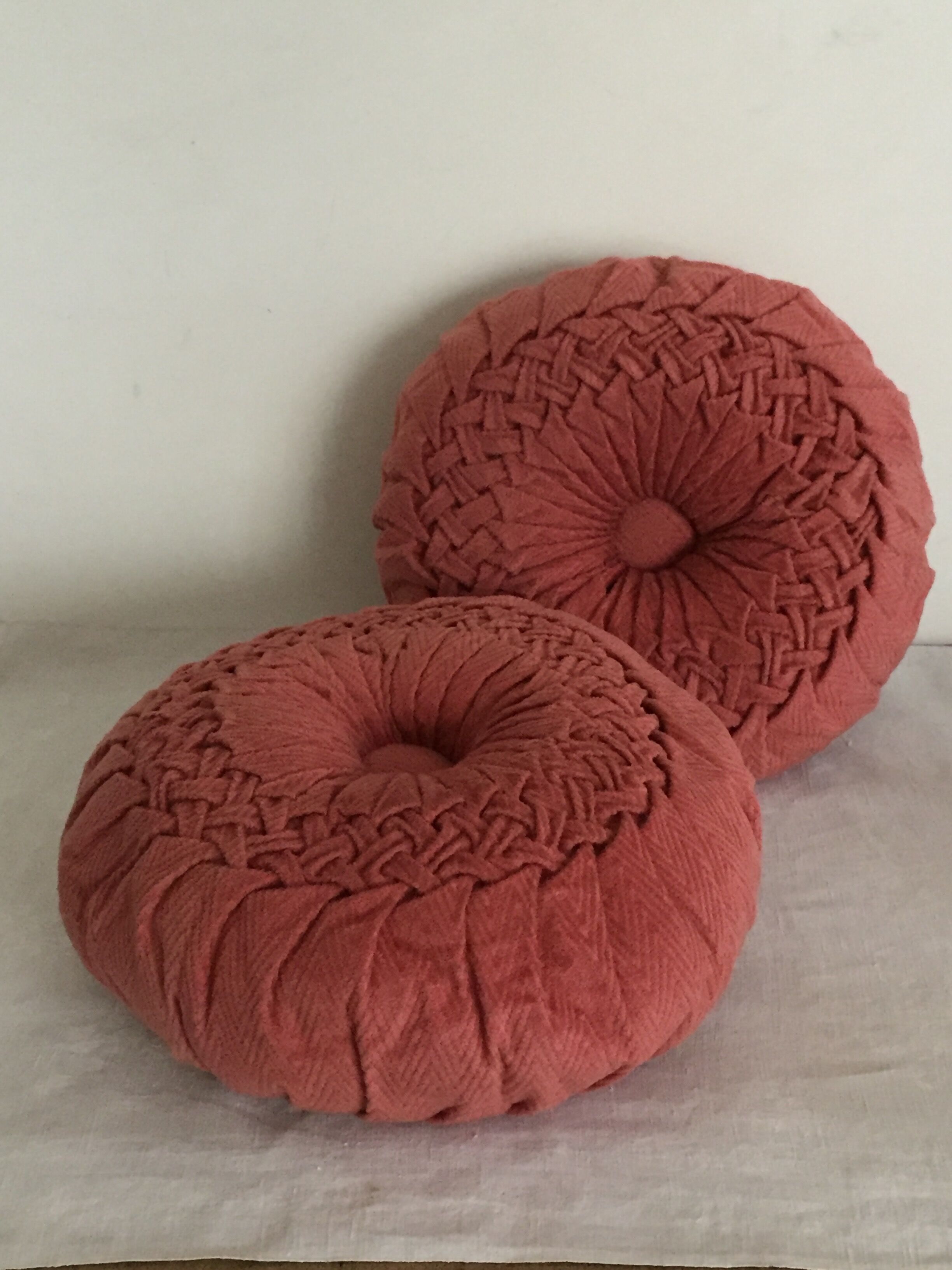 Velvet cushion, vintage pleated