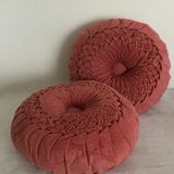 Velvet cushion, vintage pleated