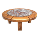 Table basse vintage en orme et céramique