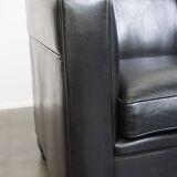 Set of 2 black sheepskin Art Deco design armchairs with high seating comfort