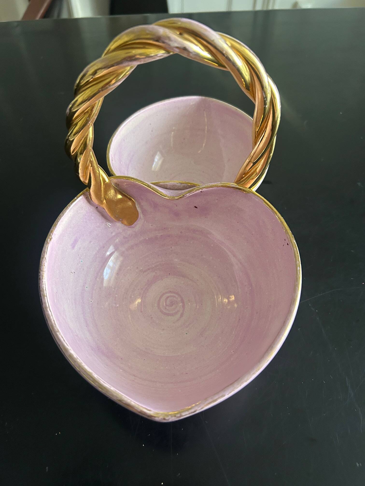 heart-shaped pocket dish in earthenware from Louviers