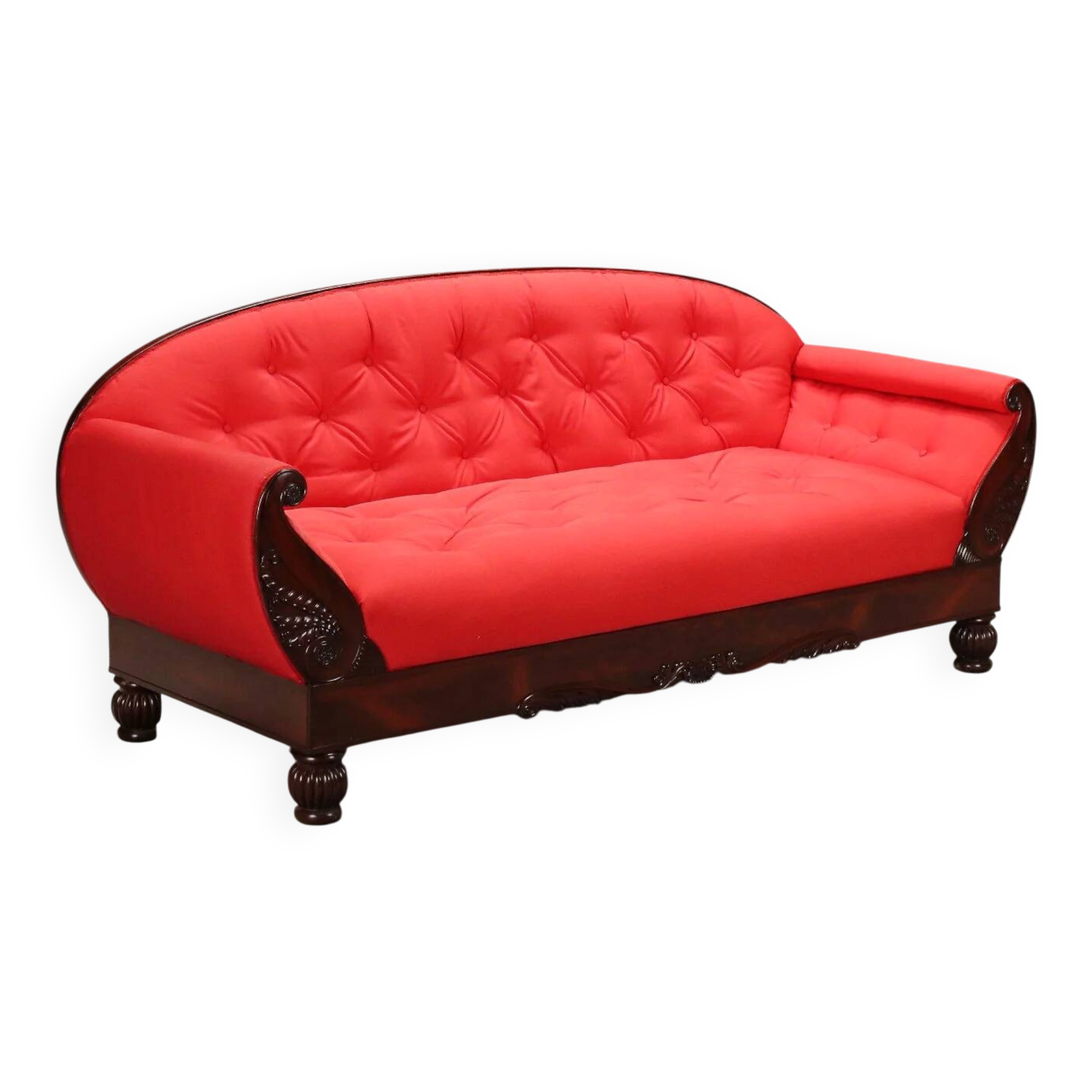 Boat-shaped canapé Restoration in mahogany, Italy, 19th century