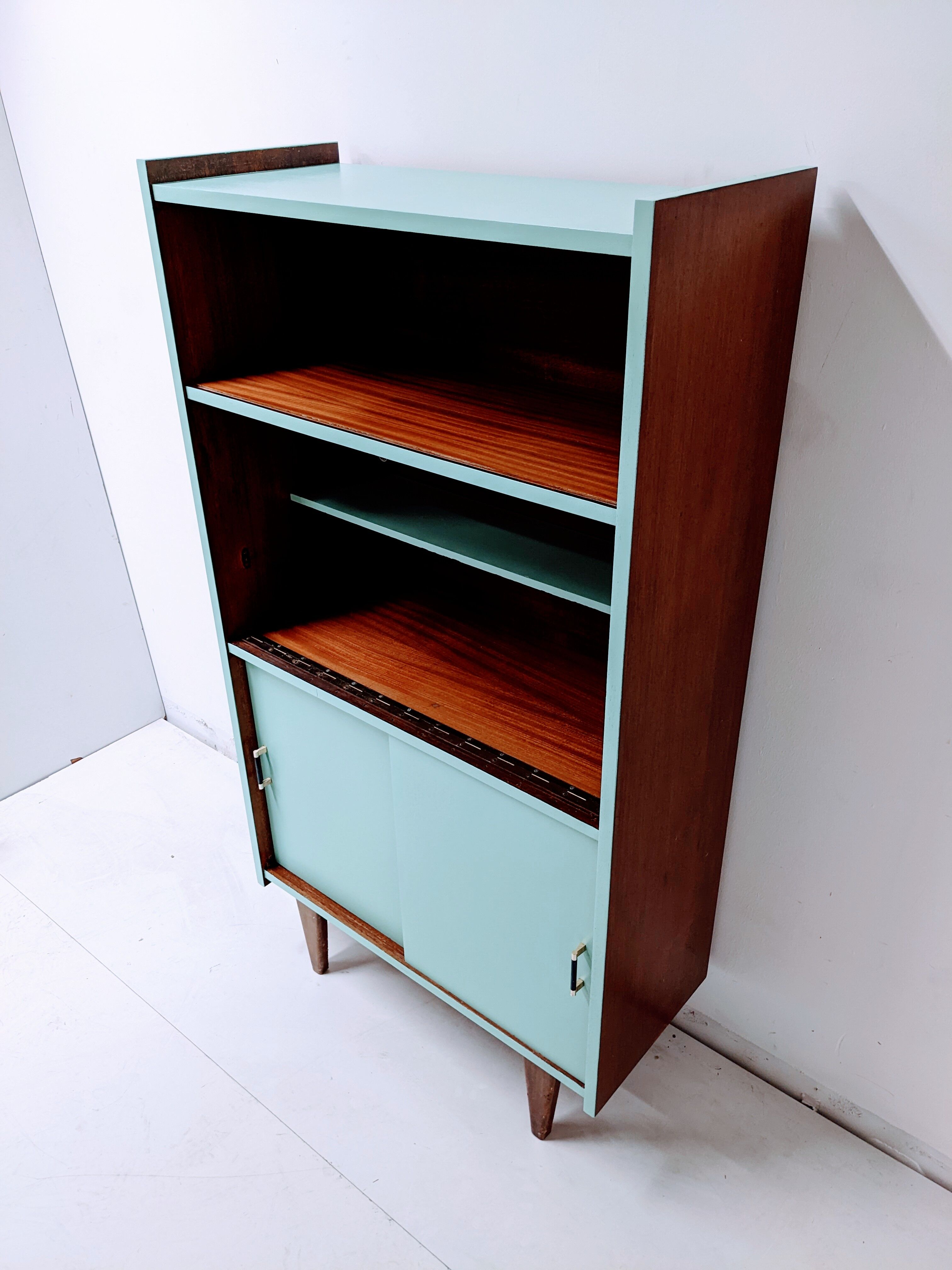 Vintage wooden bookcase, cupboard