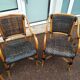 4 Fauteuil Boho chic 2 tons en Rotin, café bistro Vintage