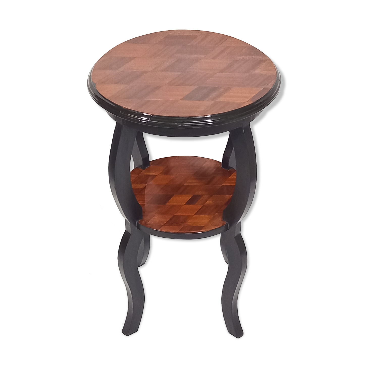 Old Side Table Redesigned with Mahogany Marquetry