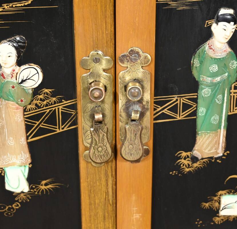 Asian Liquor Cabinet in Lacquered Wood, China – 1950