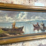 Gabrielle Rainer: oil painting on panel / fishermen