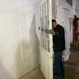 Old glass door style canopy white workshop