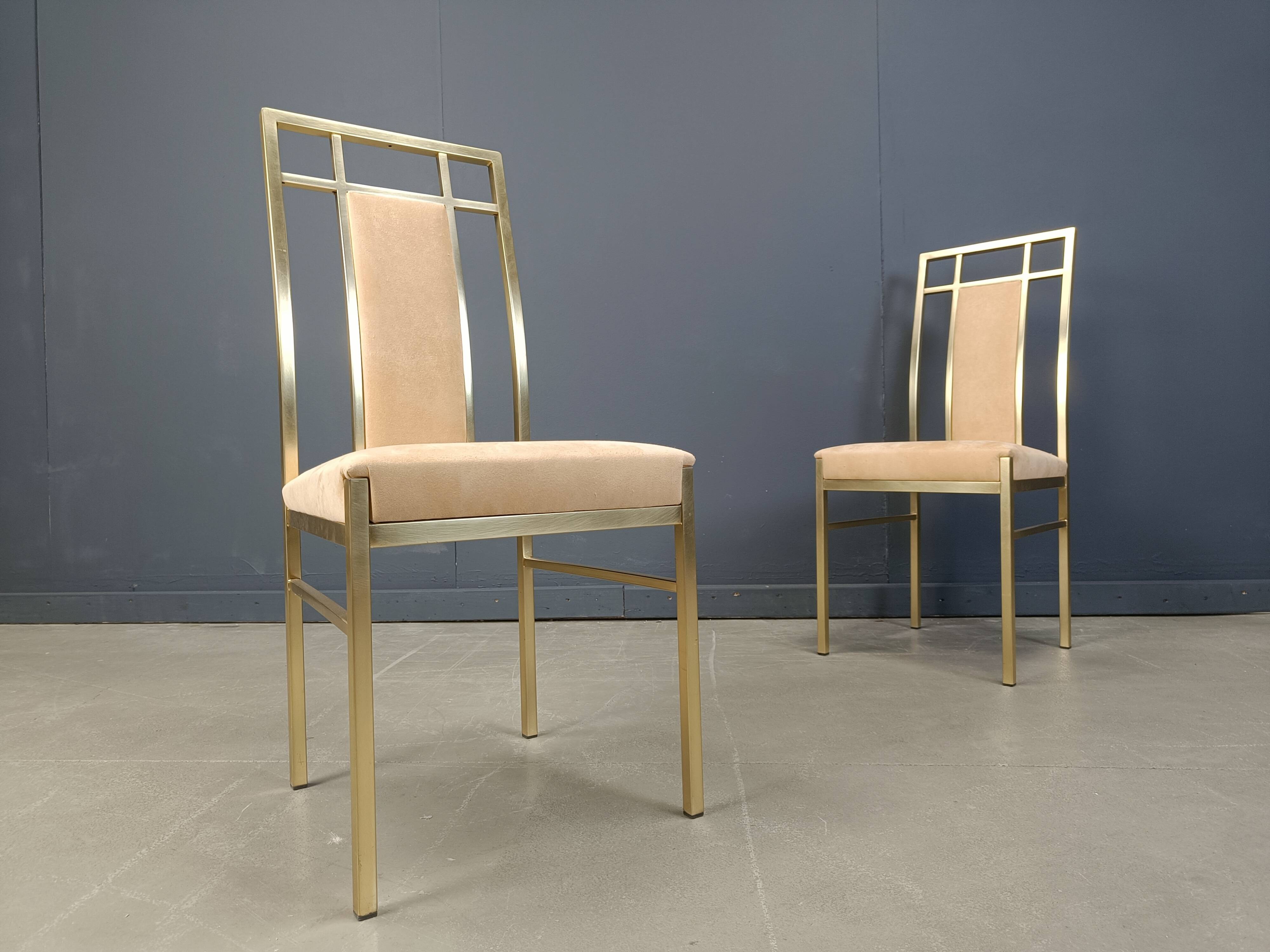Vintage brass dining chairs by Belgochrom, 1970s