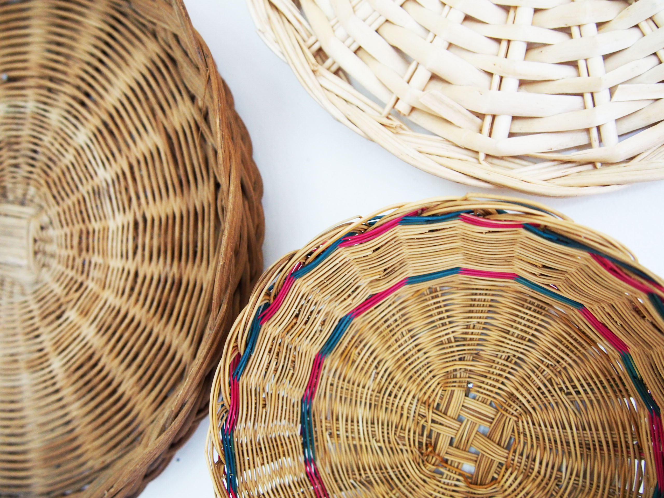 Wall composition of 7 wicker baskets