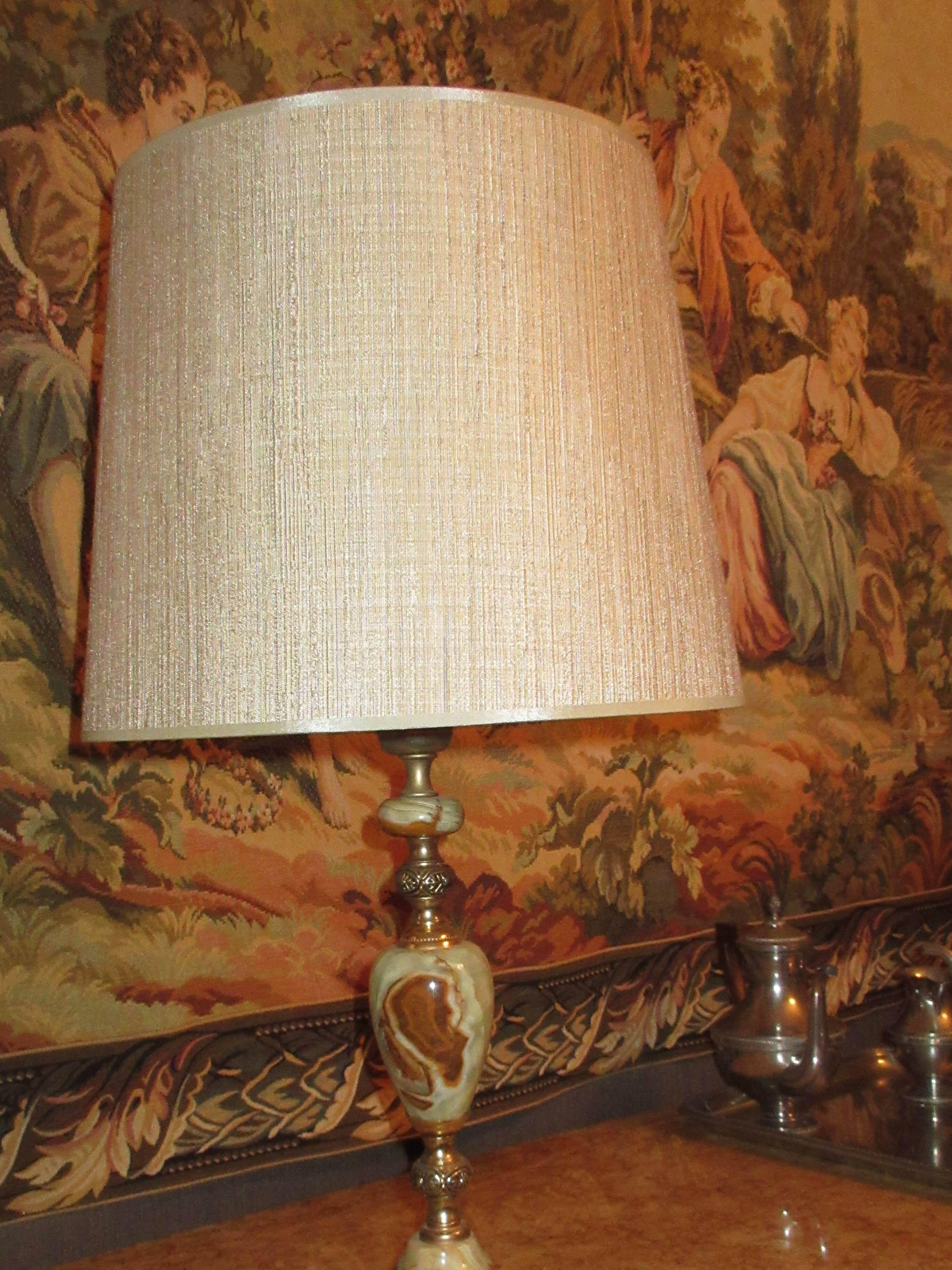 Very beautiful old onyx and bronze table lamp