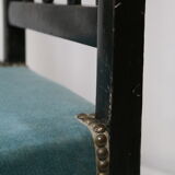 Chair prie-dieu style Napoleon III blackened wood openwork velvet blue