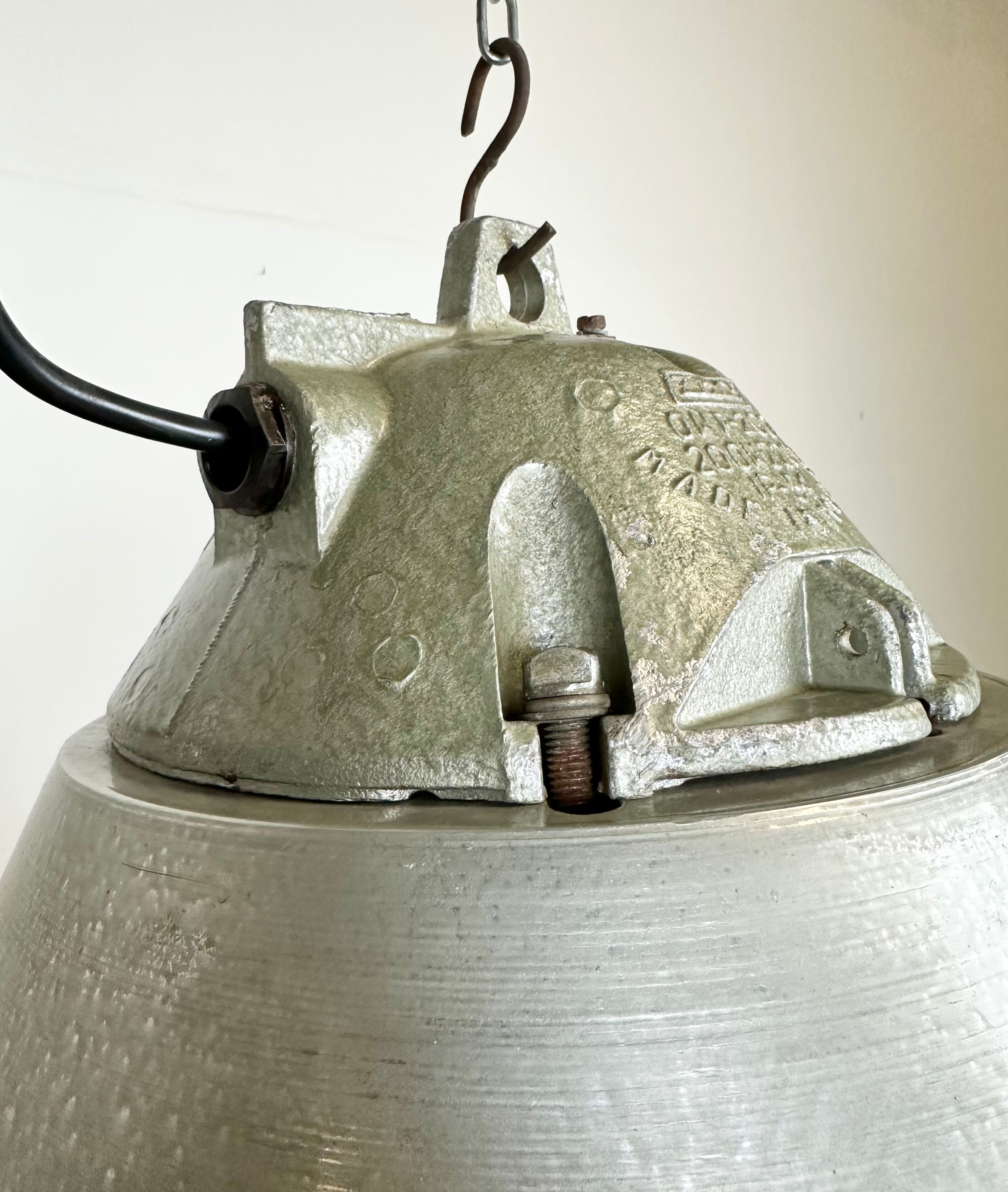 Grey Industrial Explosion Proof Lamp with Aluminium Shade from Zaos, 1970s