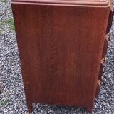 Commode en chêne pieds compas 4 tiroirs, 1950