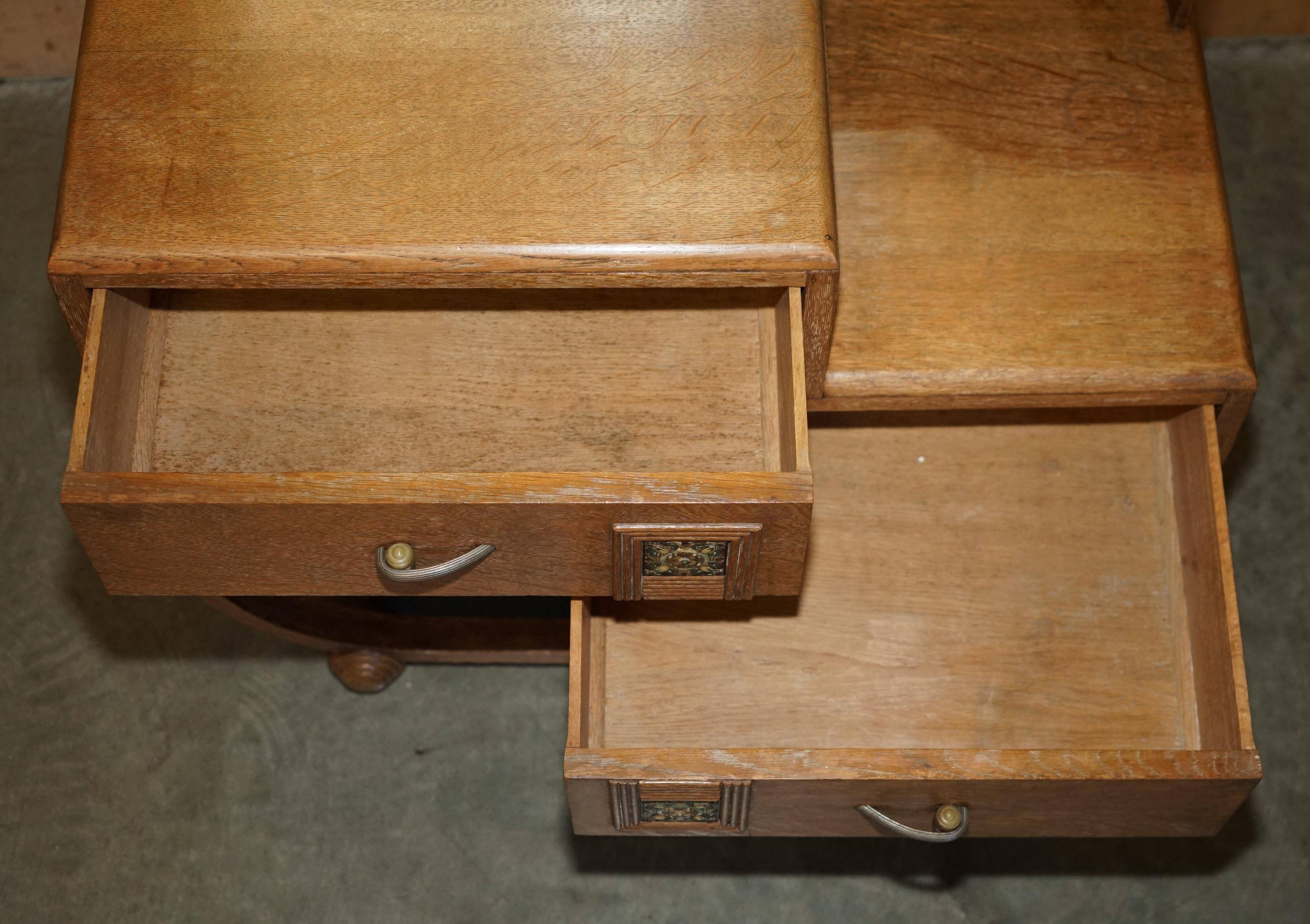 Art Deco whitewashed oak dressing table with Heal's stool.