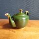Vintage Teapot Mehun France Numbered, Green and Gold Porcelain