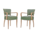 Pair of bridge chairs in cerus wood and green leather