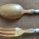 Service cutlery in horn, silver metal and wood in their box