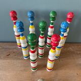 Old painted wooden bowling game