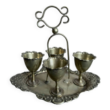 Antique egg set in nickel silver metal