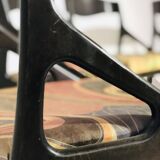 Set of 4 Baumann chairs in 1980 fabric with black wooden base