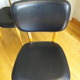 3 Scandinavian style skai faux leather and wood chairs
