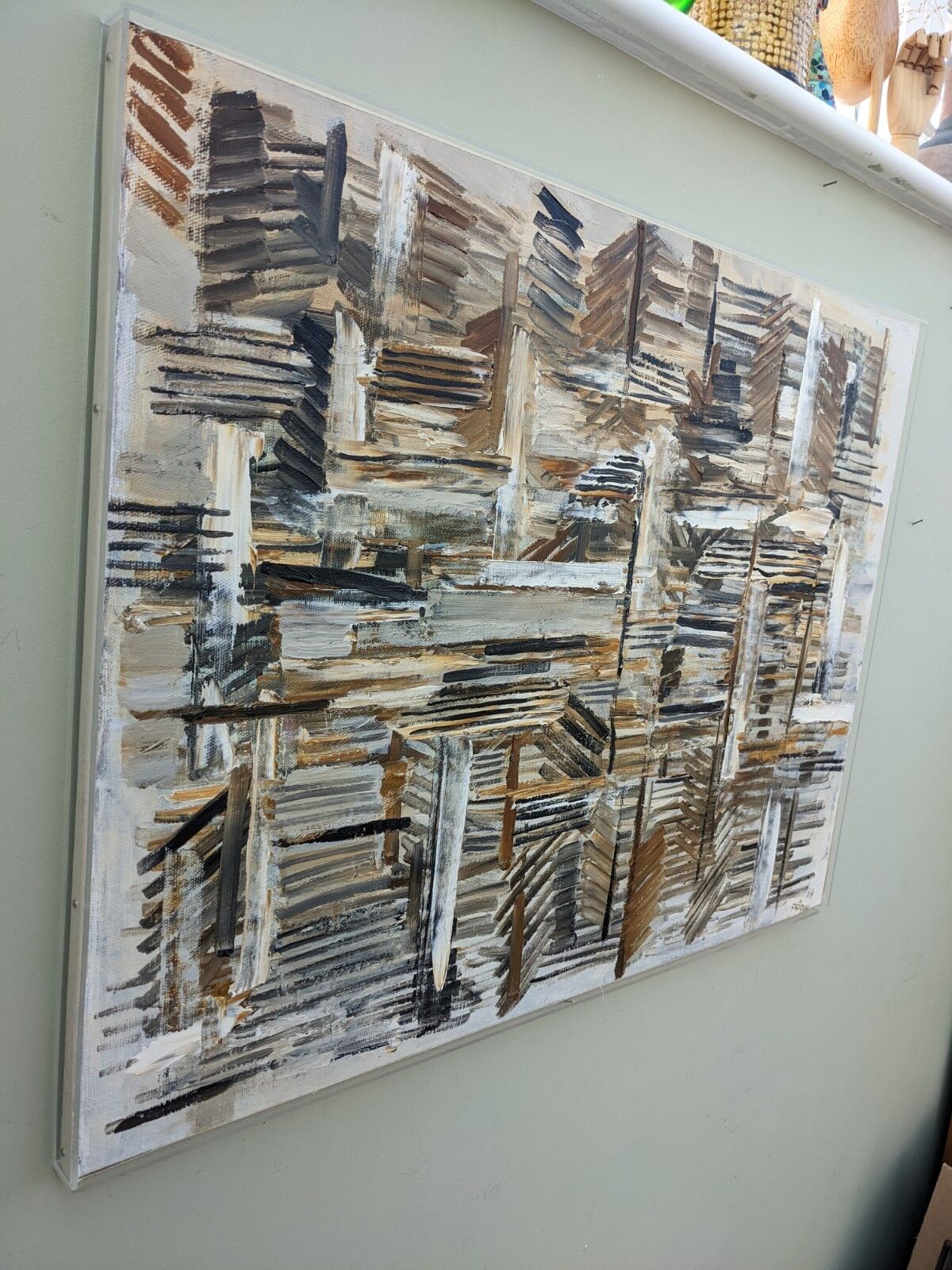 1964 Mid-Century Modern "Forest" Swedish Vintage Abstract Oil Painting, Framed