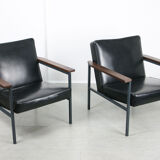 Vintage black bauhaus lounge armchair, 70s