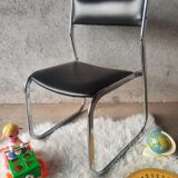 Vintage 70s black skai sled chair