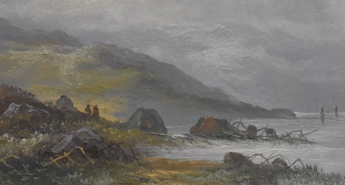 French school, late 19th century Coastal landscape, oil on paper