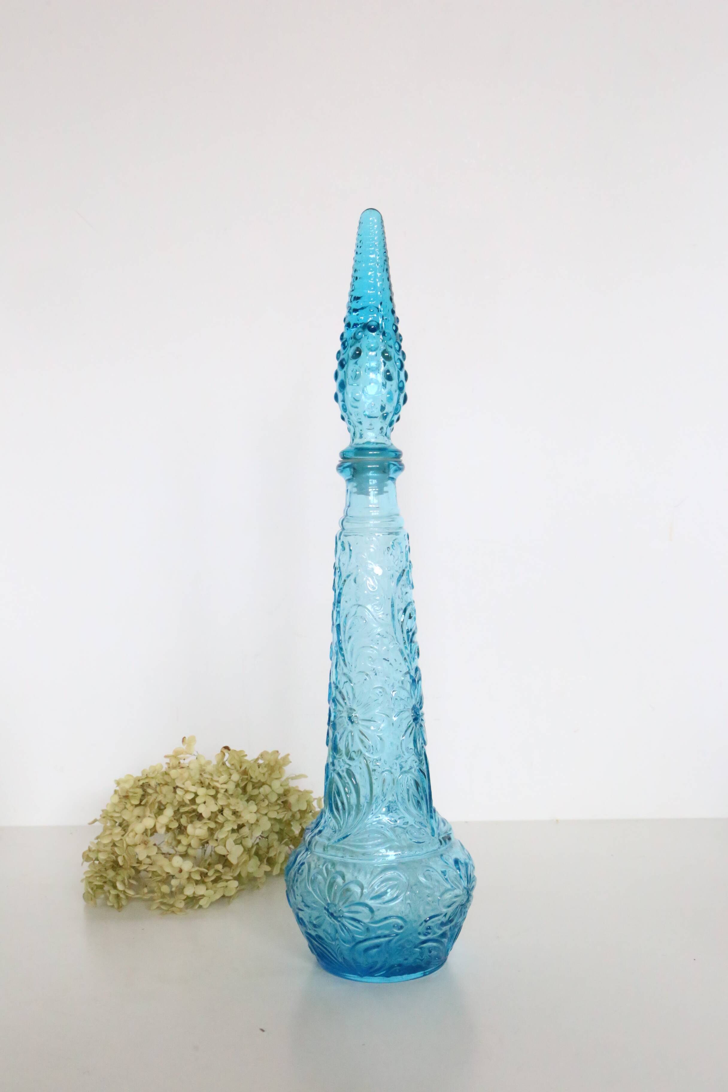 Empoli carafe, made in Italy, blue, vintage 60s