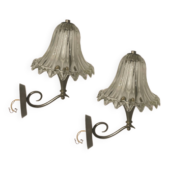 Murano Glass Sconces Set of 2 1940’s by Ercole Barovier