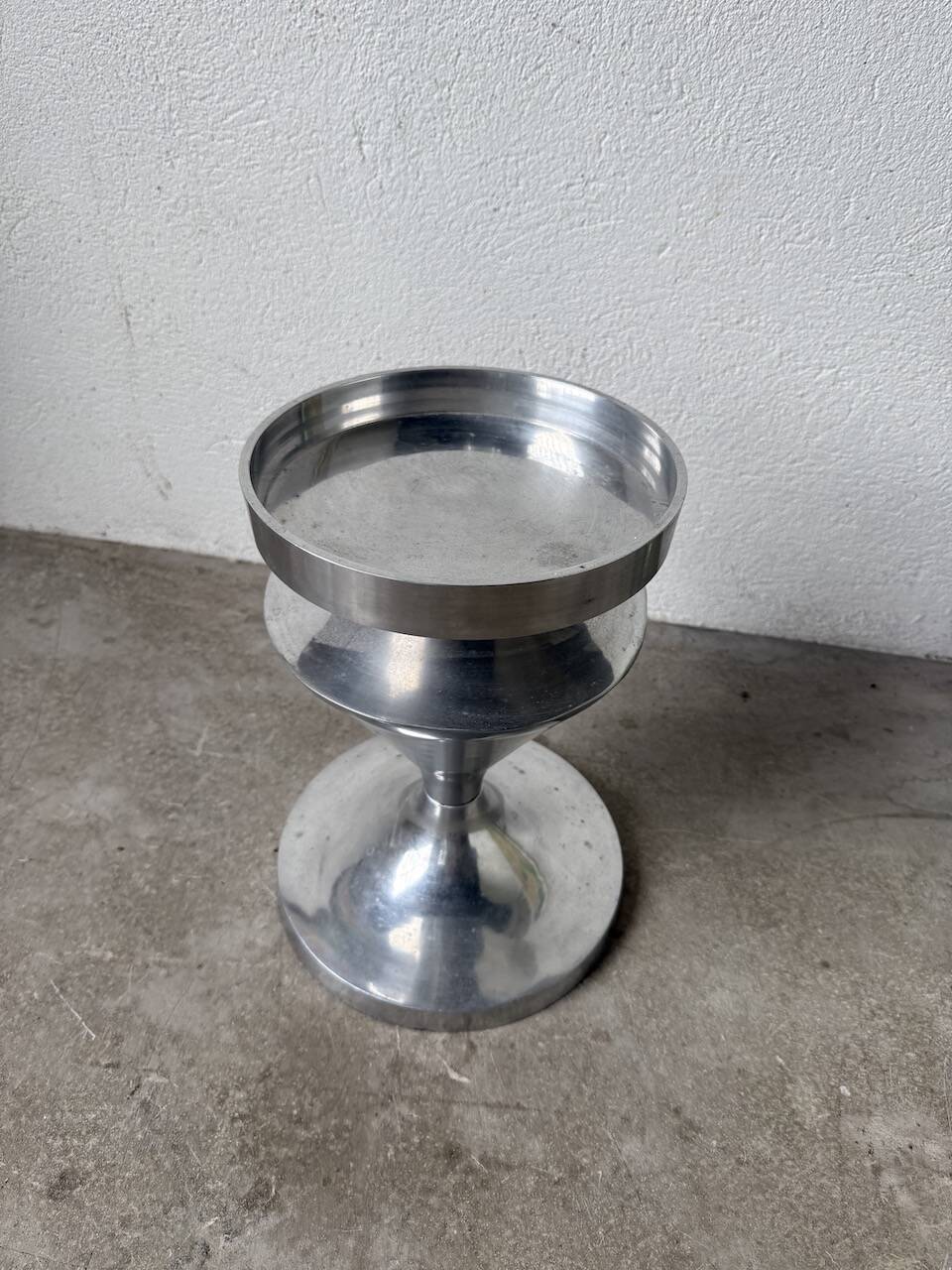 Brushed stainless steel console pedestal 1970