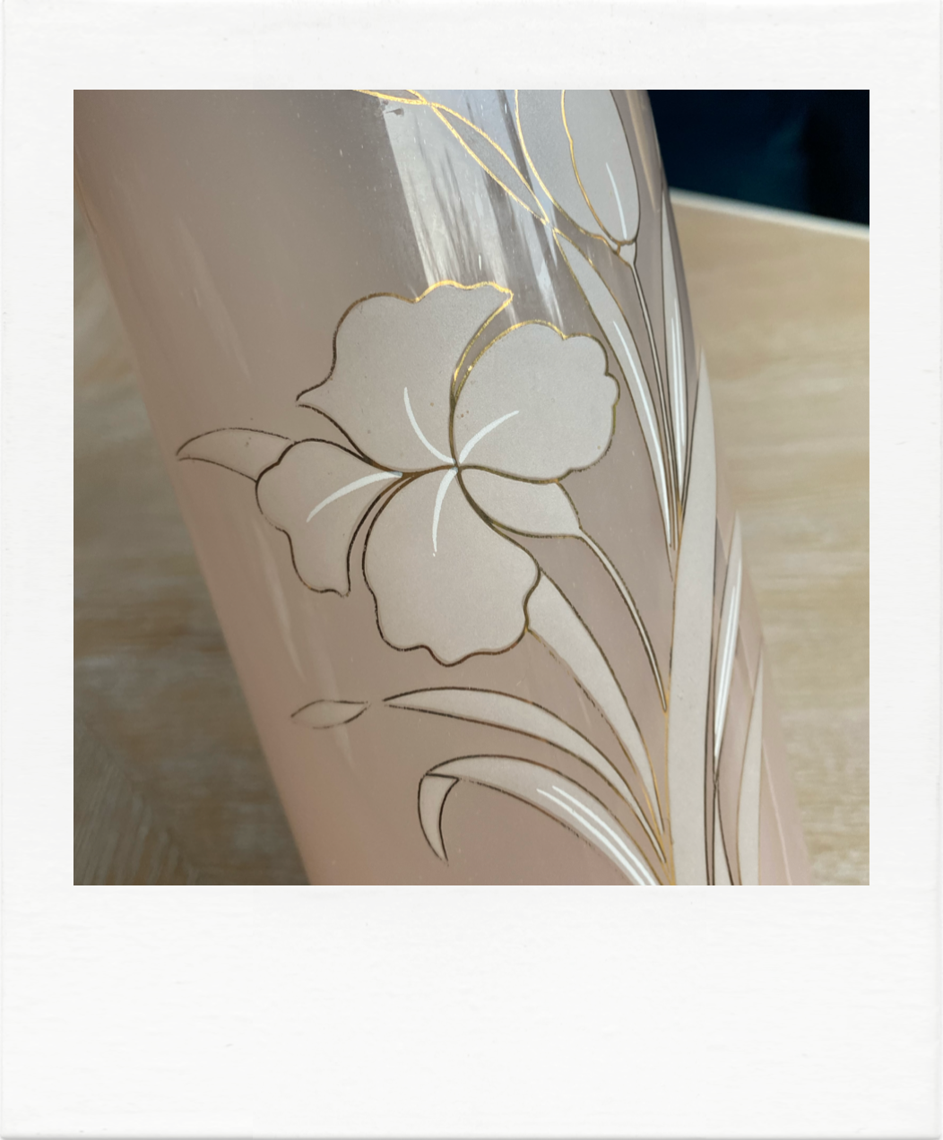 Pink and gold tube vase