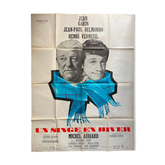 Original cinema poster "A Monkey in Winter" Jean Gabin, Jean-Paul Belmondo 120x160cm 1962