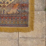 Kazak rug 180x150 cm vintage handmade oriental patterns ochre and burgundy