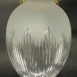 Louis XVI style pendant light / ceiling light / ogive chandelier - gilded bronze & chiseled glass