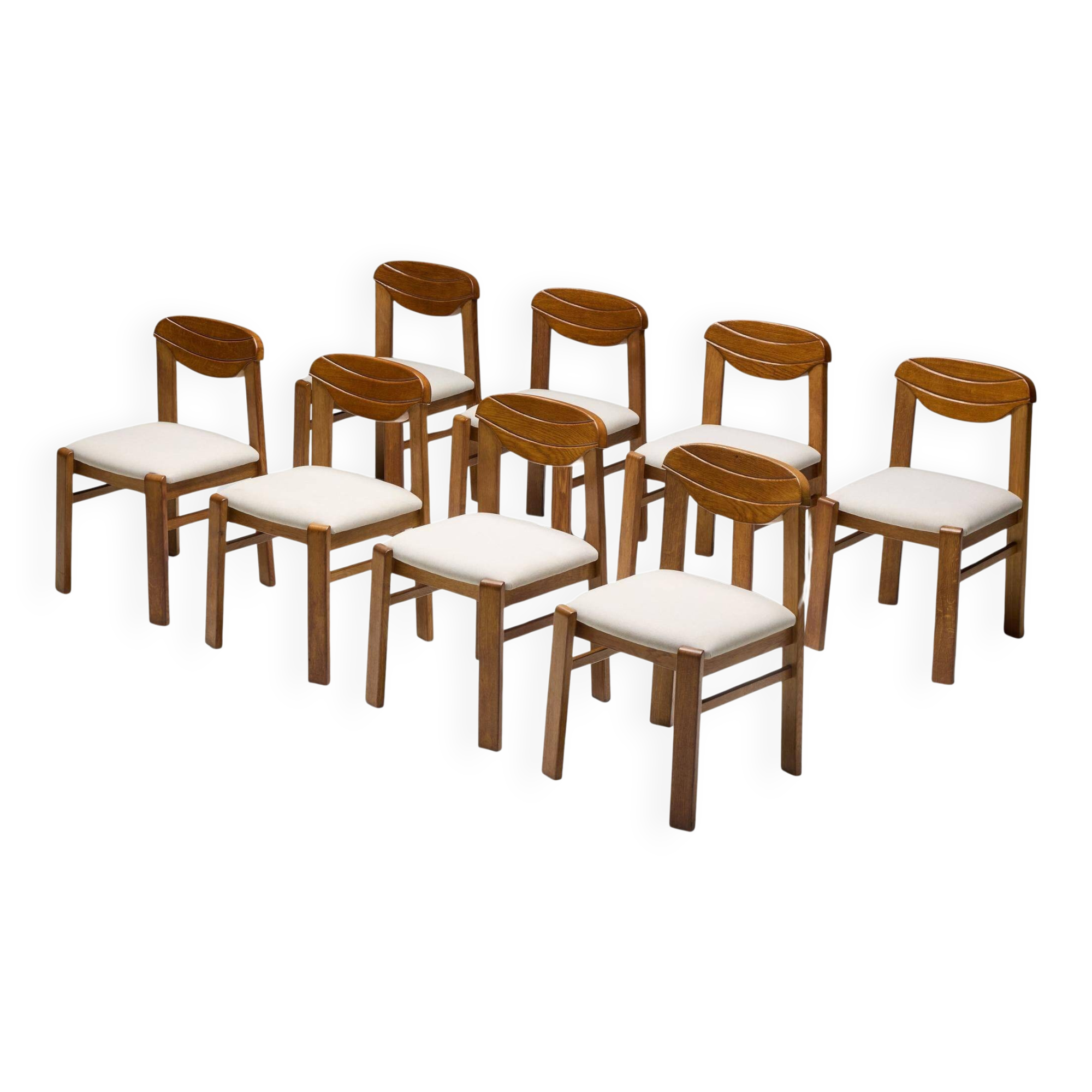 Brutalist dining chairs, France, 1960s