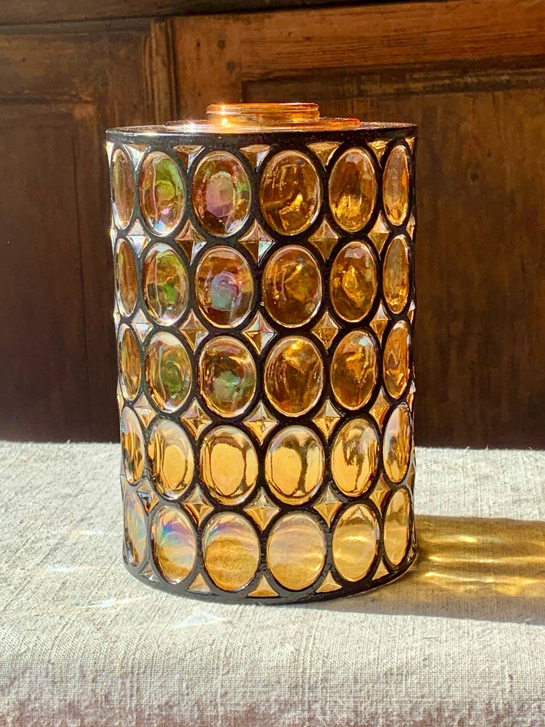 Limburg 1970s amber cloisonné glass ceiling light