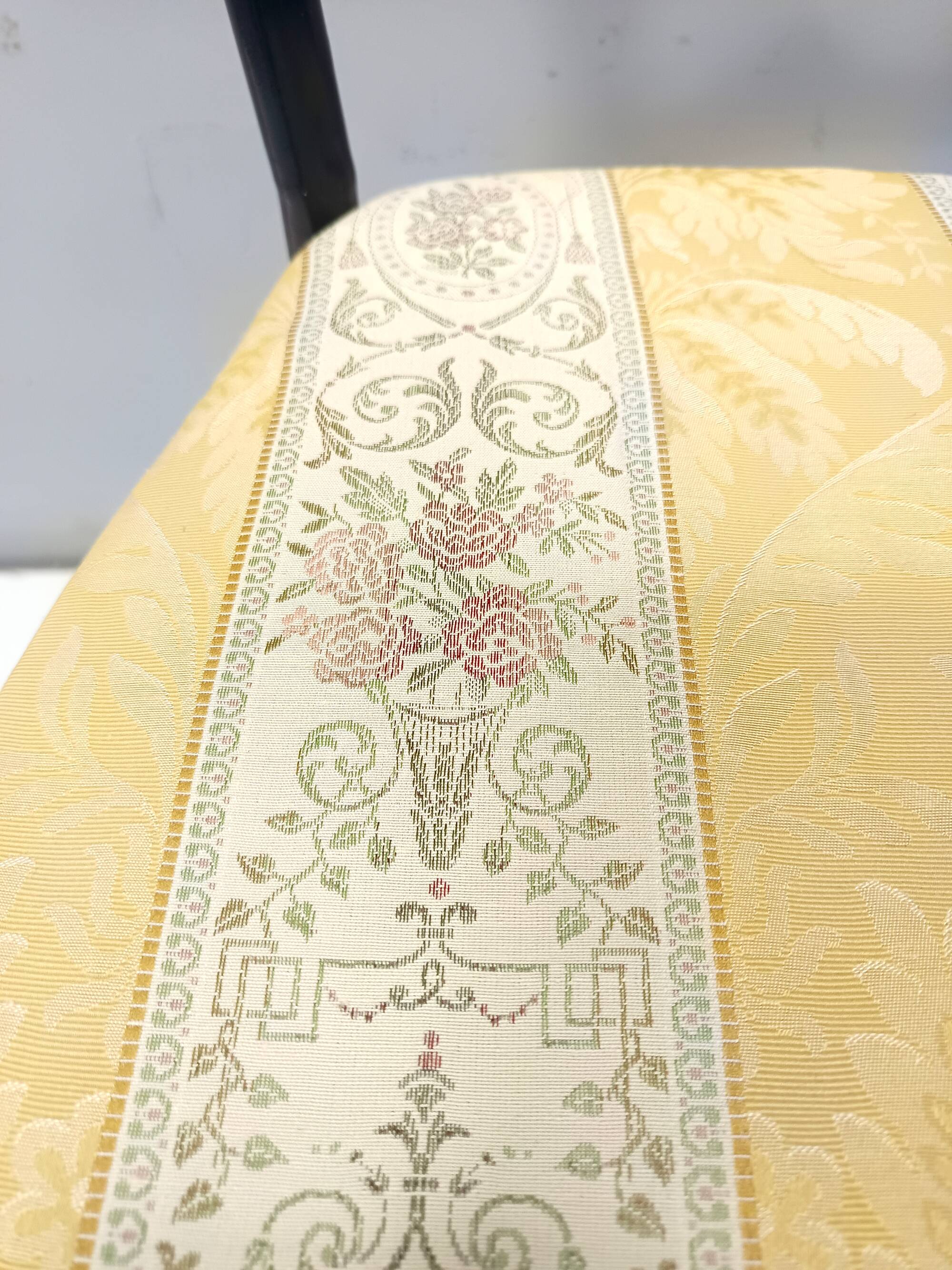 Pair of Vintage Brass and Metal Chiavarine Chairs with Yellow Fabric, Italy