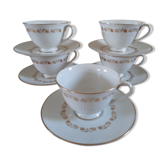 5 cups with 5 Royal Doulton saucers