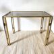 Side table, end of sofa in smoked glass and metal, 70s.