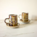 Pair of stoneware cups and sub-cups
