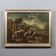 Ancient painting of a landscape with shepherds and herds, 18th century.